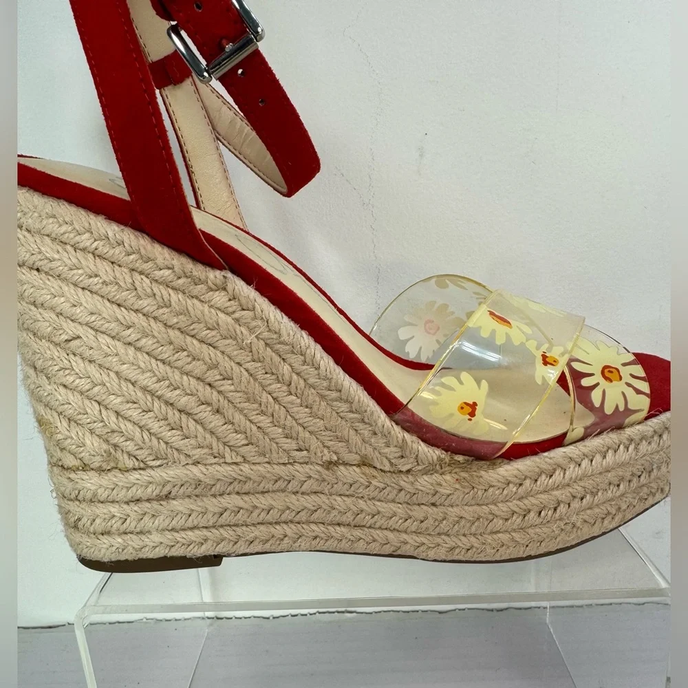 Jessica Simpson Red Floral Wedge Sandals - Picture 5 of 9